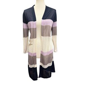 Cato Est 1946 Sweater Womens Small Multicolor Striped Cardigan Open Front